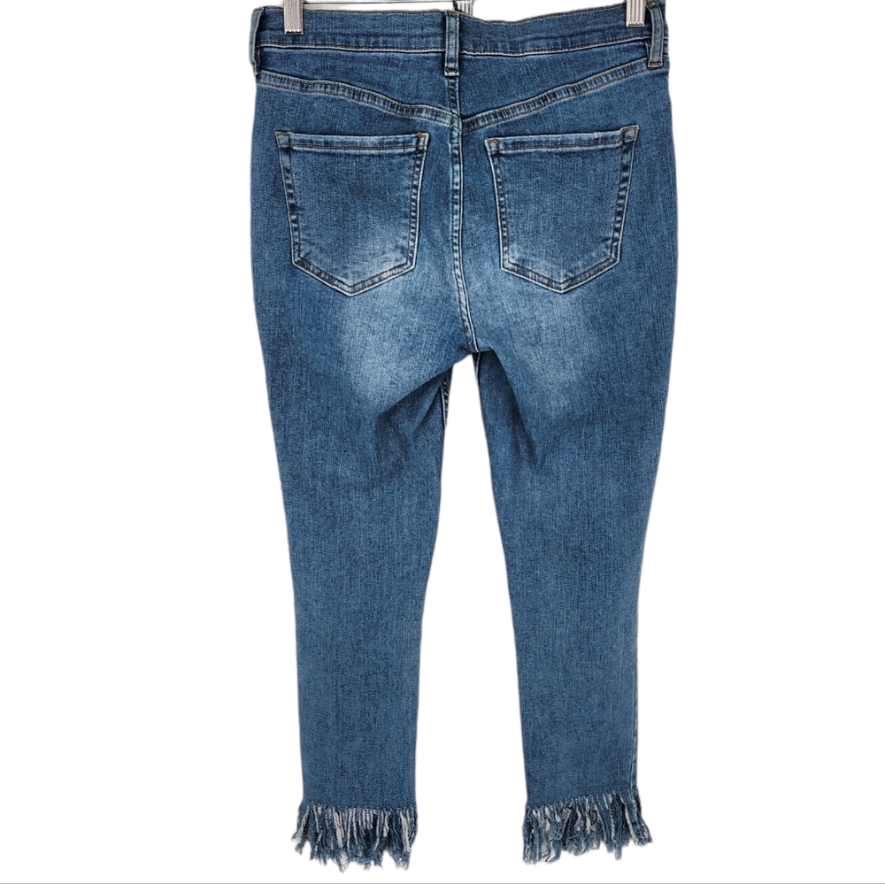 Free People We the Free High Rise Ripped Cropped Skinny Jean Fringe Hem 28 - Picture 10 of 14